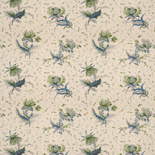 Thistle Flower Blue/Green fabric by Penny Morrison