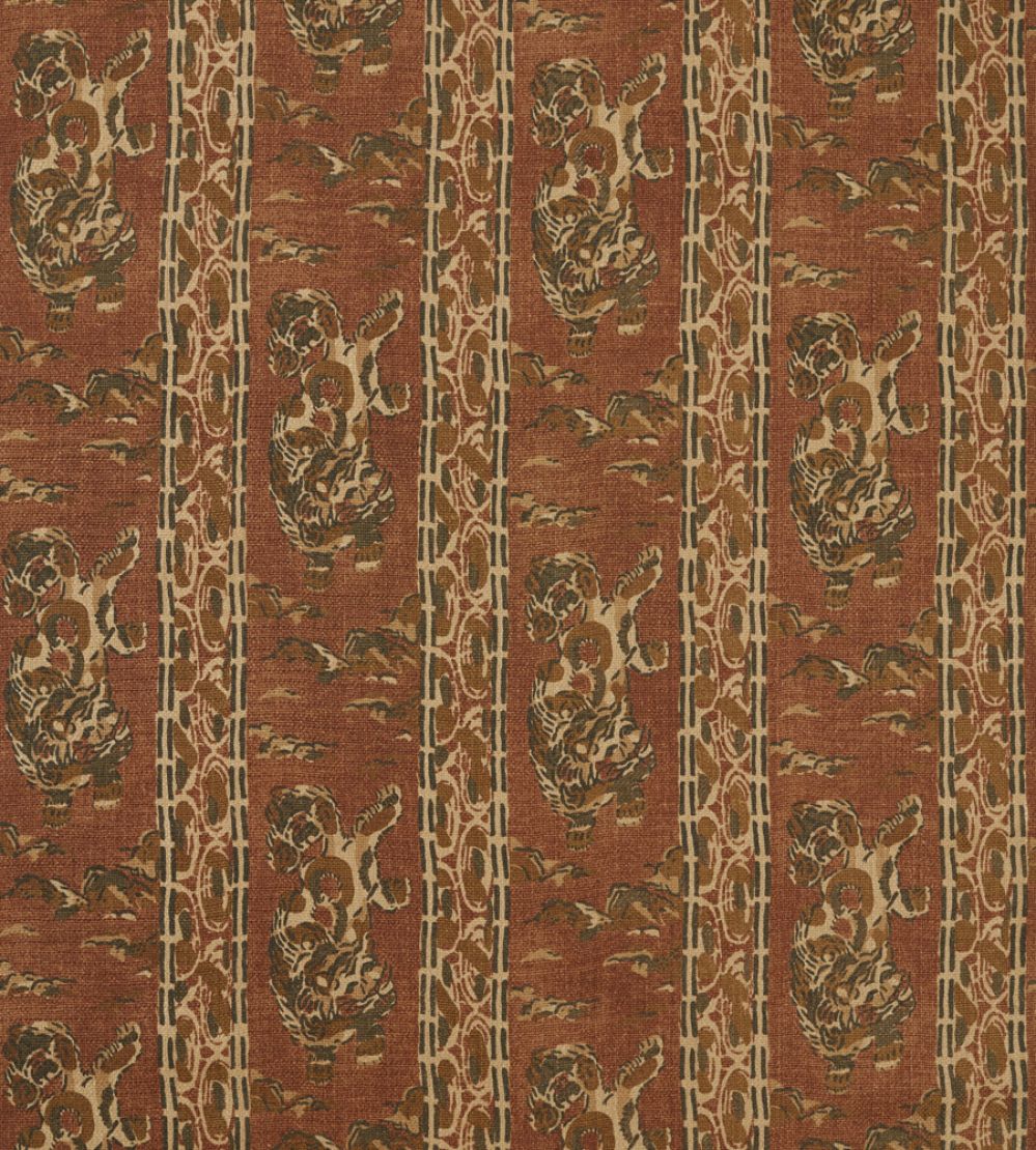Tibetan Tiger Stripe Fabric by Zoffany Russet