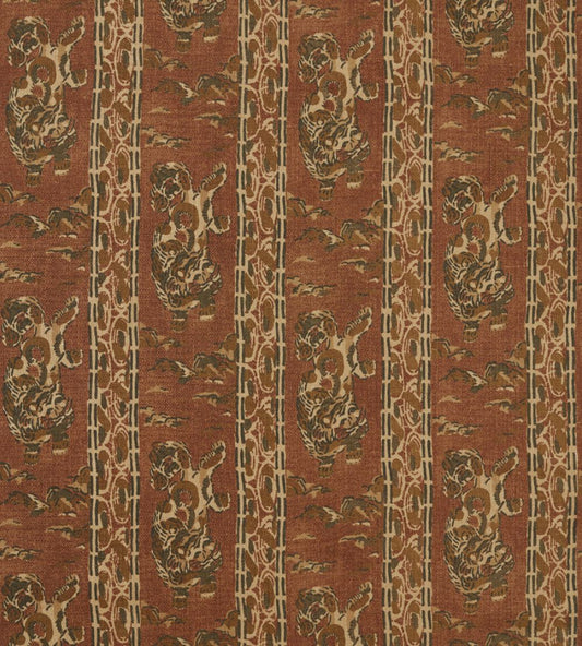 Tibetan Tiger Stripe Fabric by Zoffany Russet