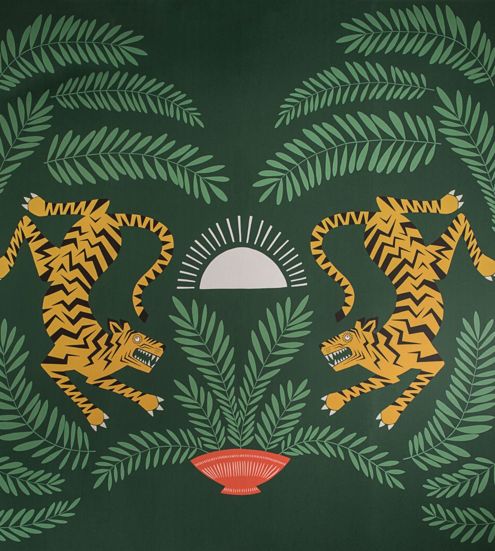 Tigers & Plants Mural by MissPrint Green