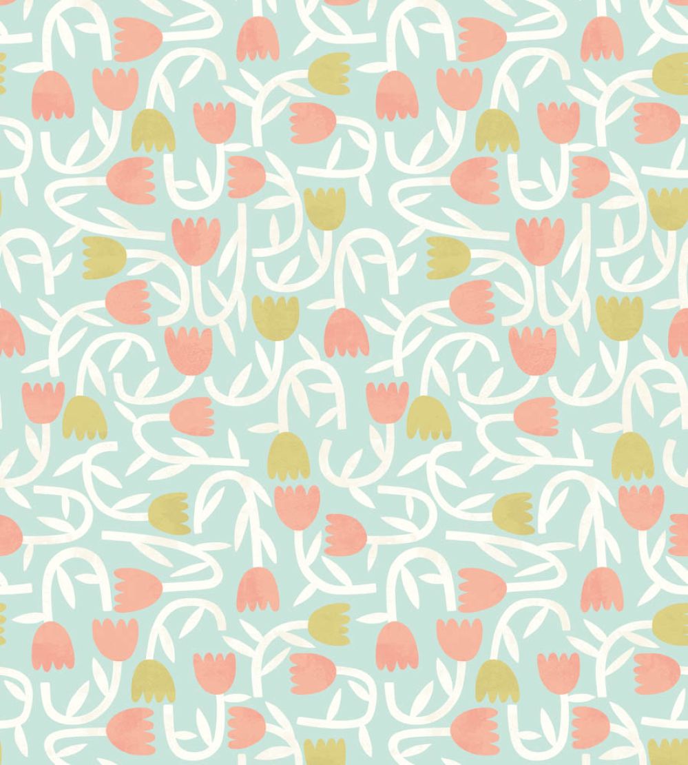 Tiny Tulip Wallpaper by Ohpopsi Duckegg Mix