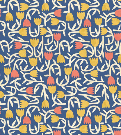Tiny Tulip Wallpaper by Ohpopsi Indigo Mix