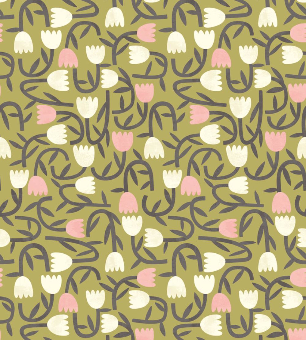 Tiny Tulip Wallpaper by Ohpopsi Olive Mix