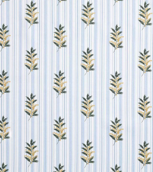 Mimosa Stripe Fabric by Casa Lopez in Fine Yellow on Blue