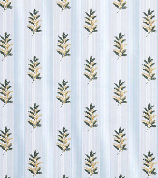 Mimosa Stripe Fabric by Casa Lopez in Wide Yellow on Blue