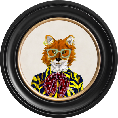 Todd round framed print by Brand McKenzie in a black ebony frame with a chalk white background