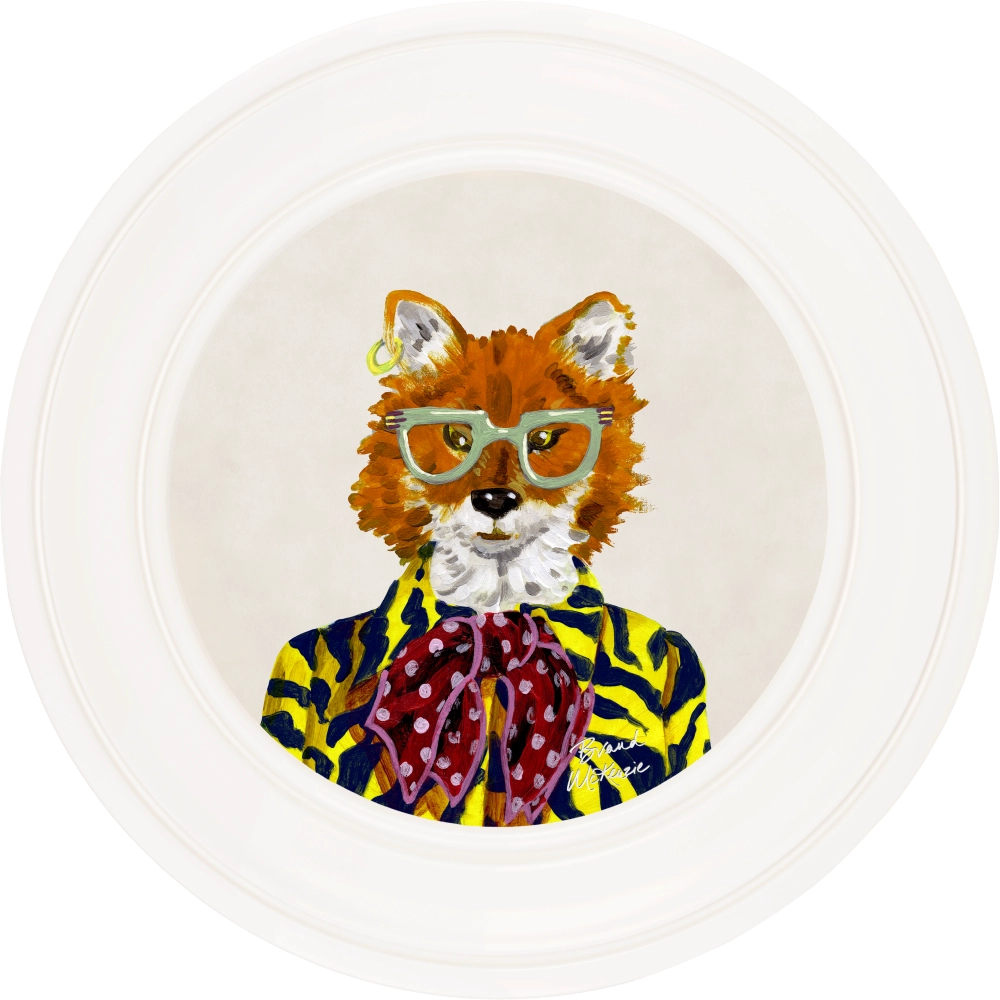 Todd round framed print by Brand McKenzie in an ivory white frame with a chalk white background