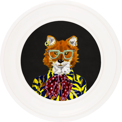 Todd round framed print by Brand McKenzie in an ivory white frame with a charcoal black background