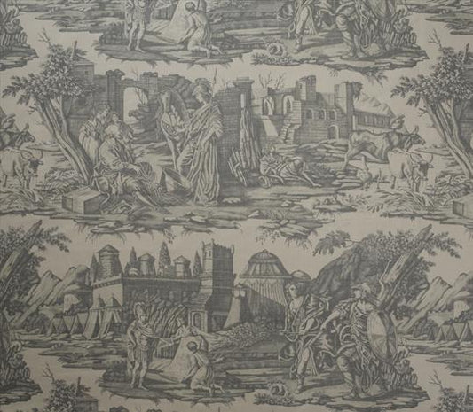 Toile Alexander the Great Fabric by Marvic Textiles in Grey