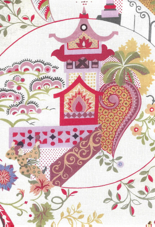 Toile Ballon de Larcher Multi on Creme fabric by Charles Burger