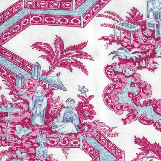 Toile Jardin Zen Rouge fabric by Charles Burger