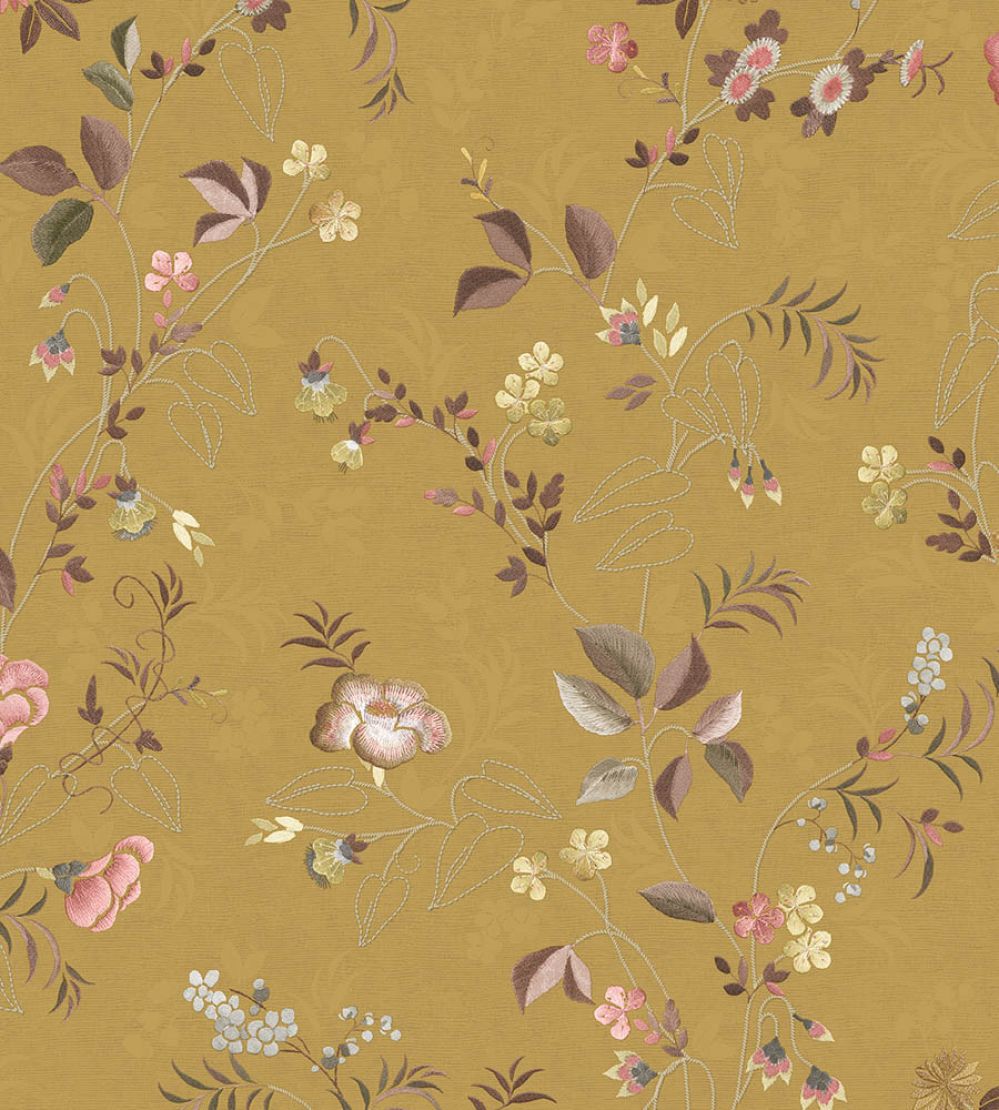 Tokyo Blossem Wallpaper by Eijffinger Mustard Yellow