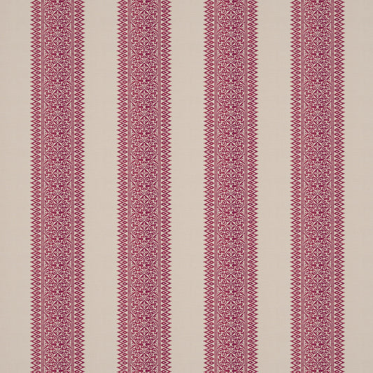 Totem Vertical Stripe Red fabric by Penny Morrison