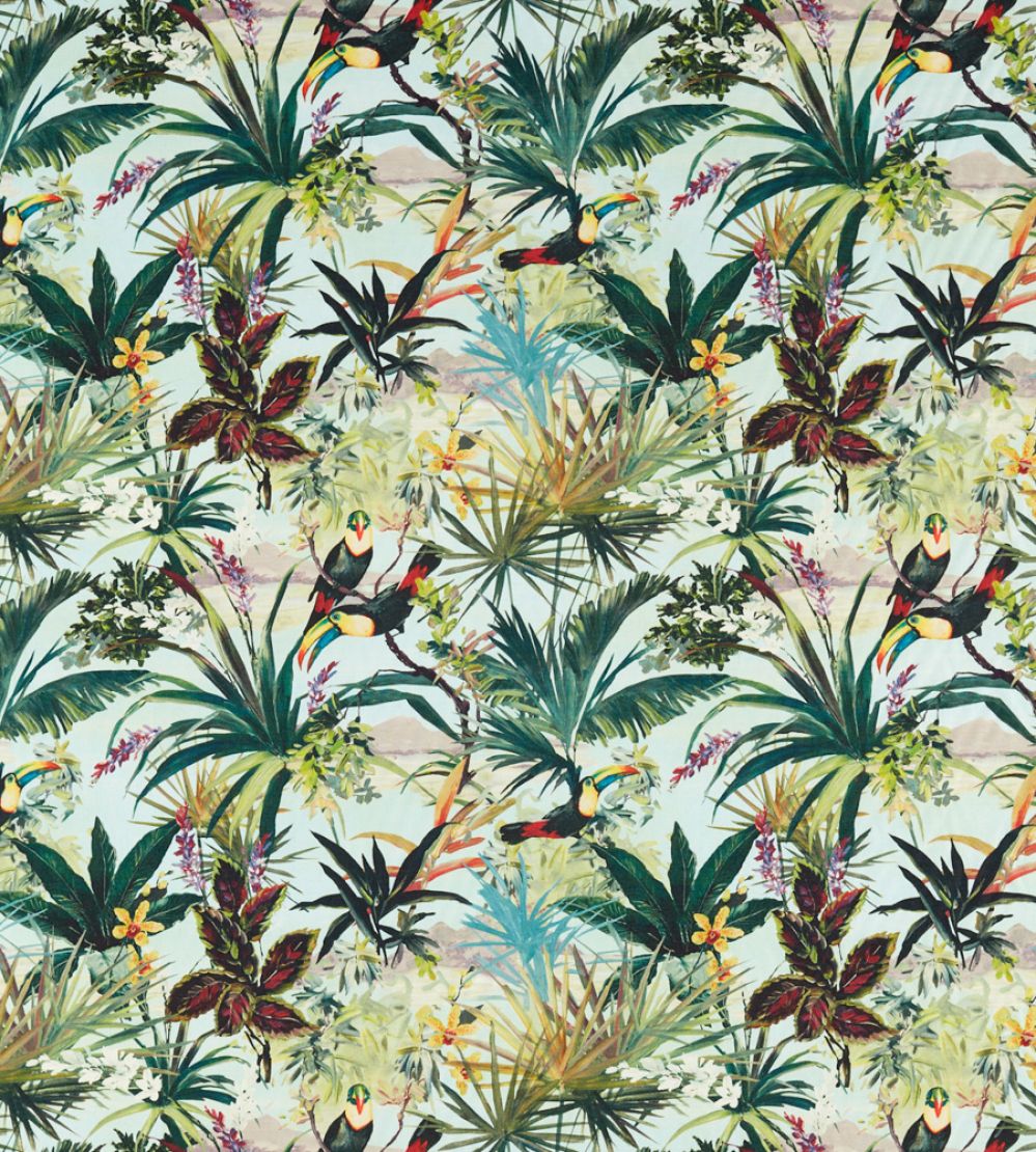 Toucan Fabric by Clarke & Clarke Sky