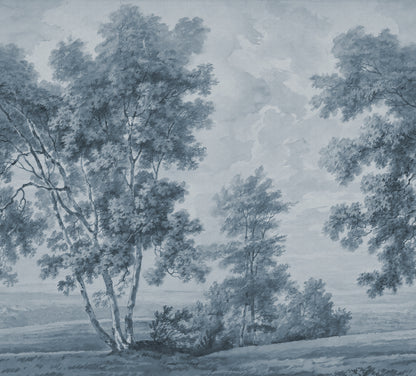 Tree on the Hill Blue mural by Rebel Walls