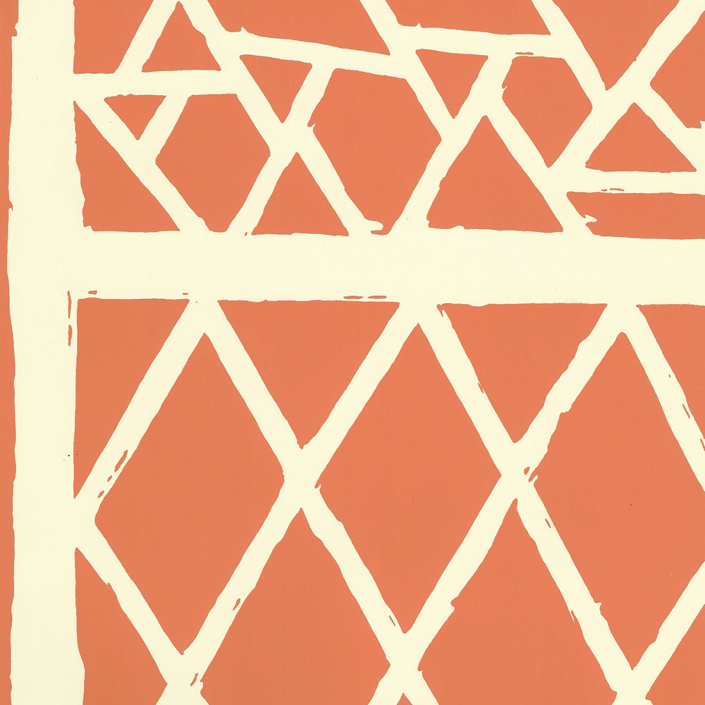 Trellis Background Orange on Off White wallpaper by China Seas