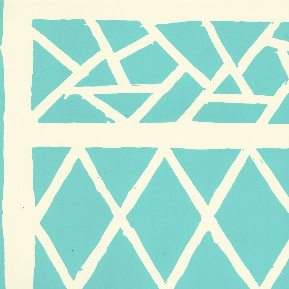 Trellis Background Turquoise on Off White wallpaper by China Seas