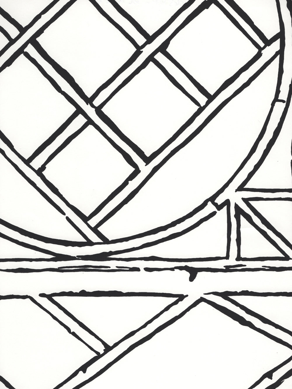 Trellis Outline Black on White wallpaper by China Seas