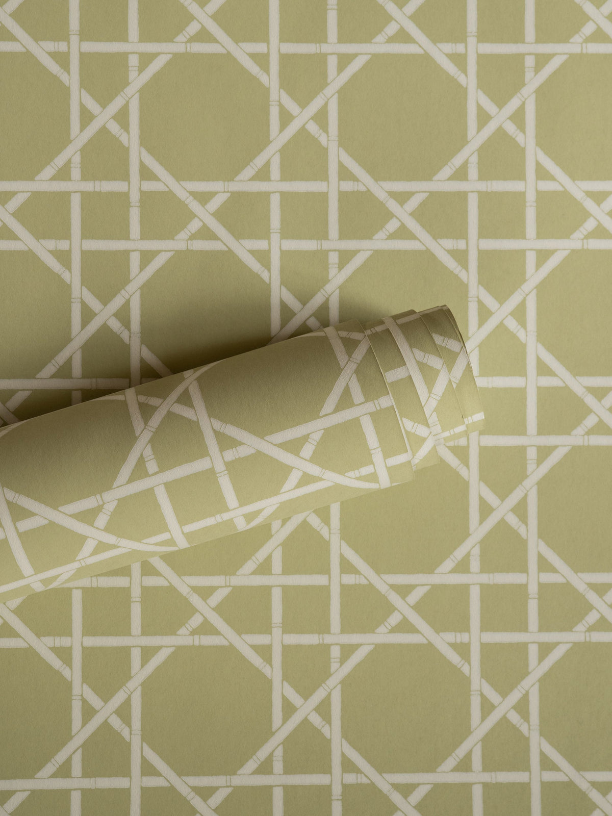 Trellis Wallpaper by Langelid Von Bromssen in Dusty Lemon, detail view