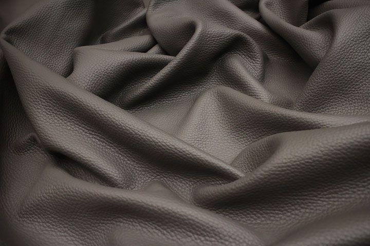 TRH-L1169 Grey top grain pebble upholstery leather hide, detail view 2
