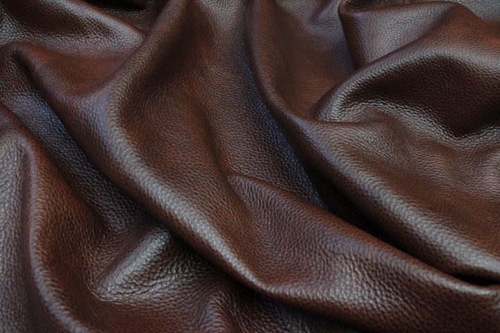TRH-L1195 Brown multi-tone sauvage pebble upholstery leather hide, detail view 3