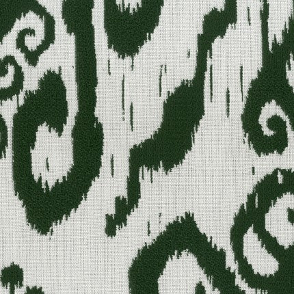 TRH5851 Ikat Scroll Outdoor Fabric swatch, colorway TRH5851.A (green)