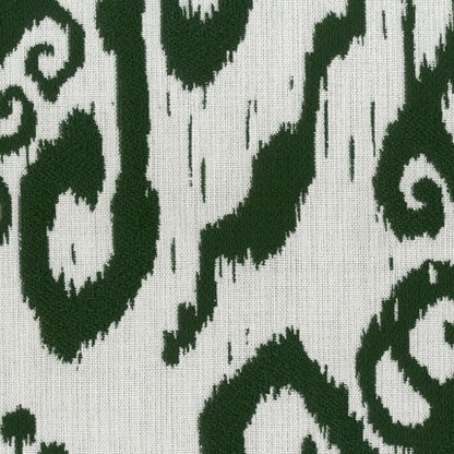 TRH5851 Ikat Scroll Outdoor Fabric swatch, colorway TRH5851.A (green)
