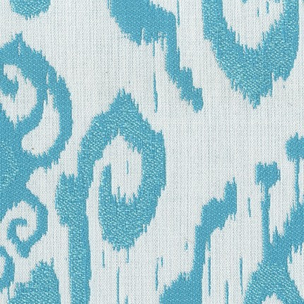 TRH5851 Ikat Scroll Outdoor Fabric swatch, colorway TRH5851.C (teal)