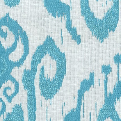 TRH5851 Ikat Scroll Outdoor Fabric swatch, colorway TRH5851.C (teal)