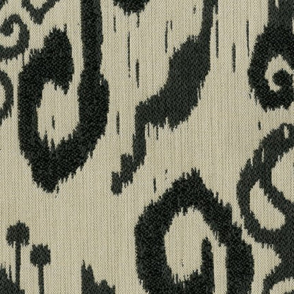 TRH5851 Ikat Scroll Outdoor Fabric swatch, colorway TRH5851.F (grey)