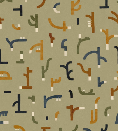 Tribal Tongue Wallpaper by Tres Tintas Green