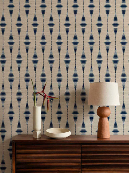 Tribalis contract wallcovering by Coordonné in Blue/Navy 64950102, shown in a styled room