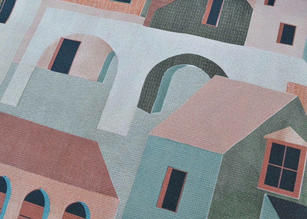 Trinidad fabric by Coordonné in Nude, shown in a styled room