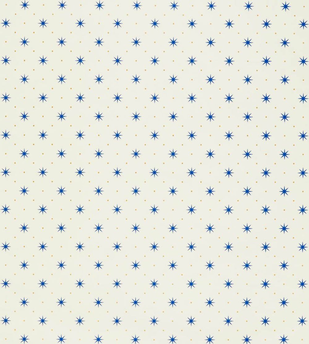Trixie Wallpaper by Scalamandre Blue & Gold On White