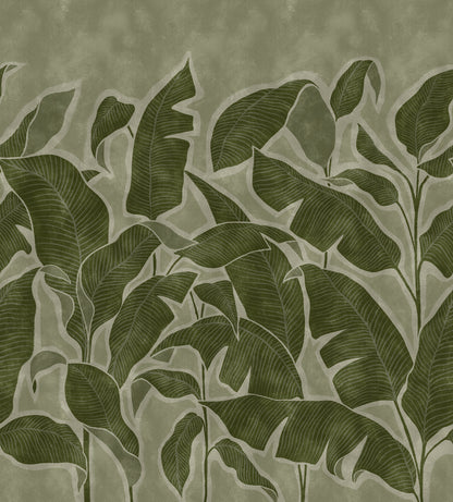 Tropical Breeze Green mural by Rebel Walls