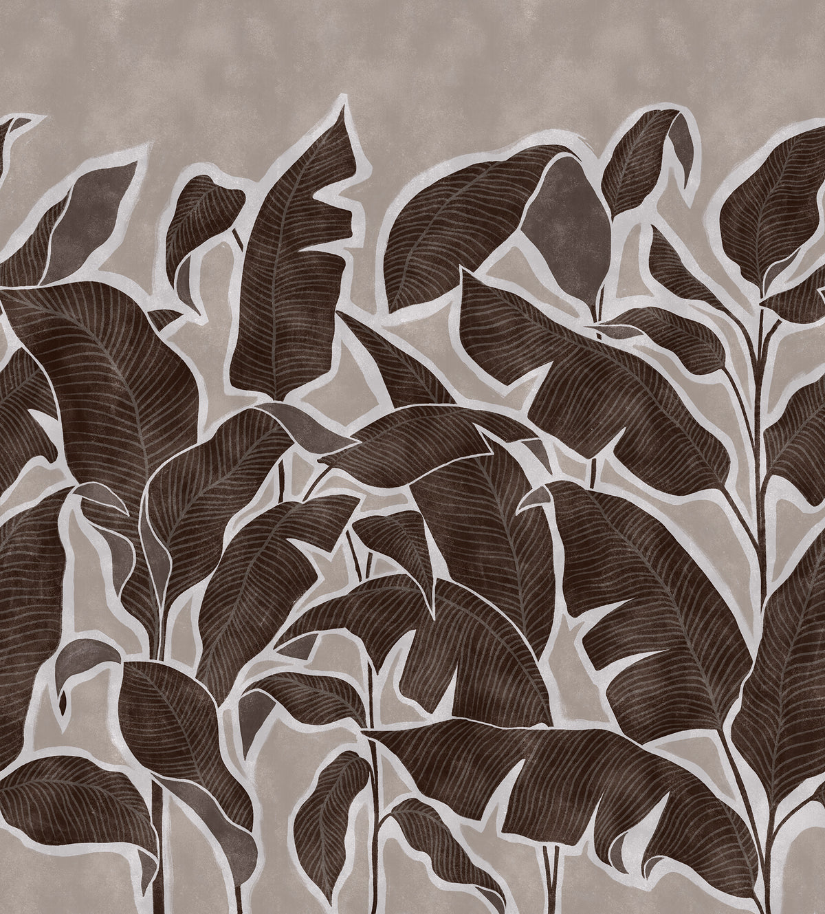 Tropical Breeze Brown mural by Rebel Walls