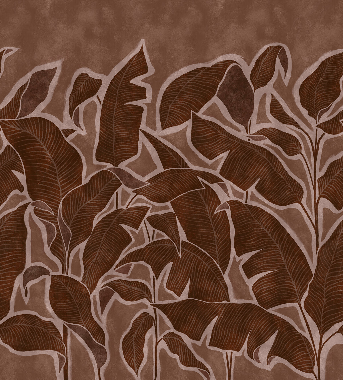 Tropical Breeze Burgundy mural by Rebel Walls