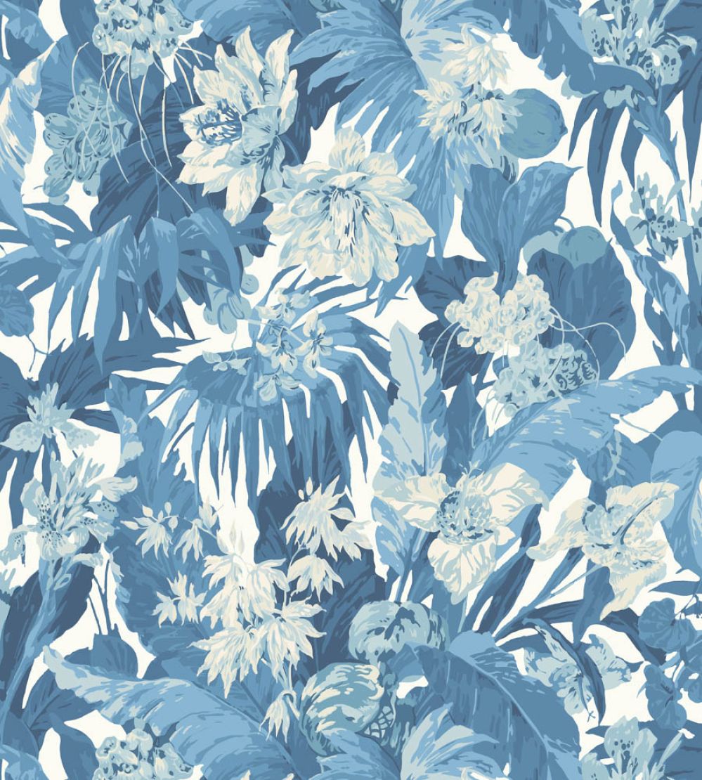 Tropical Floral Wallpaper by GP & J Baker Blue