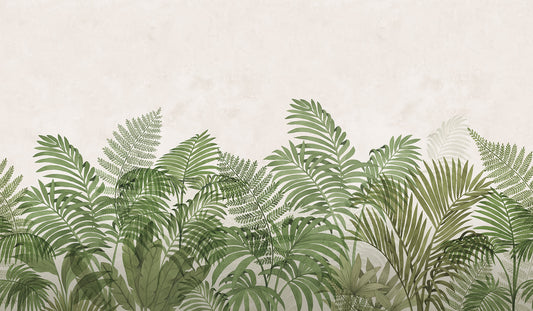 Tropical Serenity Green mural by Rebel Walls