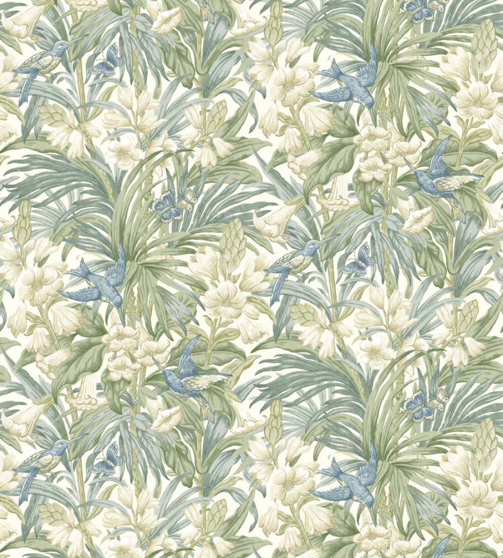 Trumpet Flowers Wallpaper by GP & J Baker Blue/Green