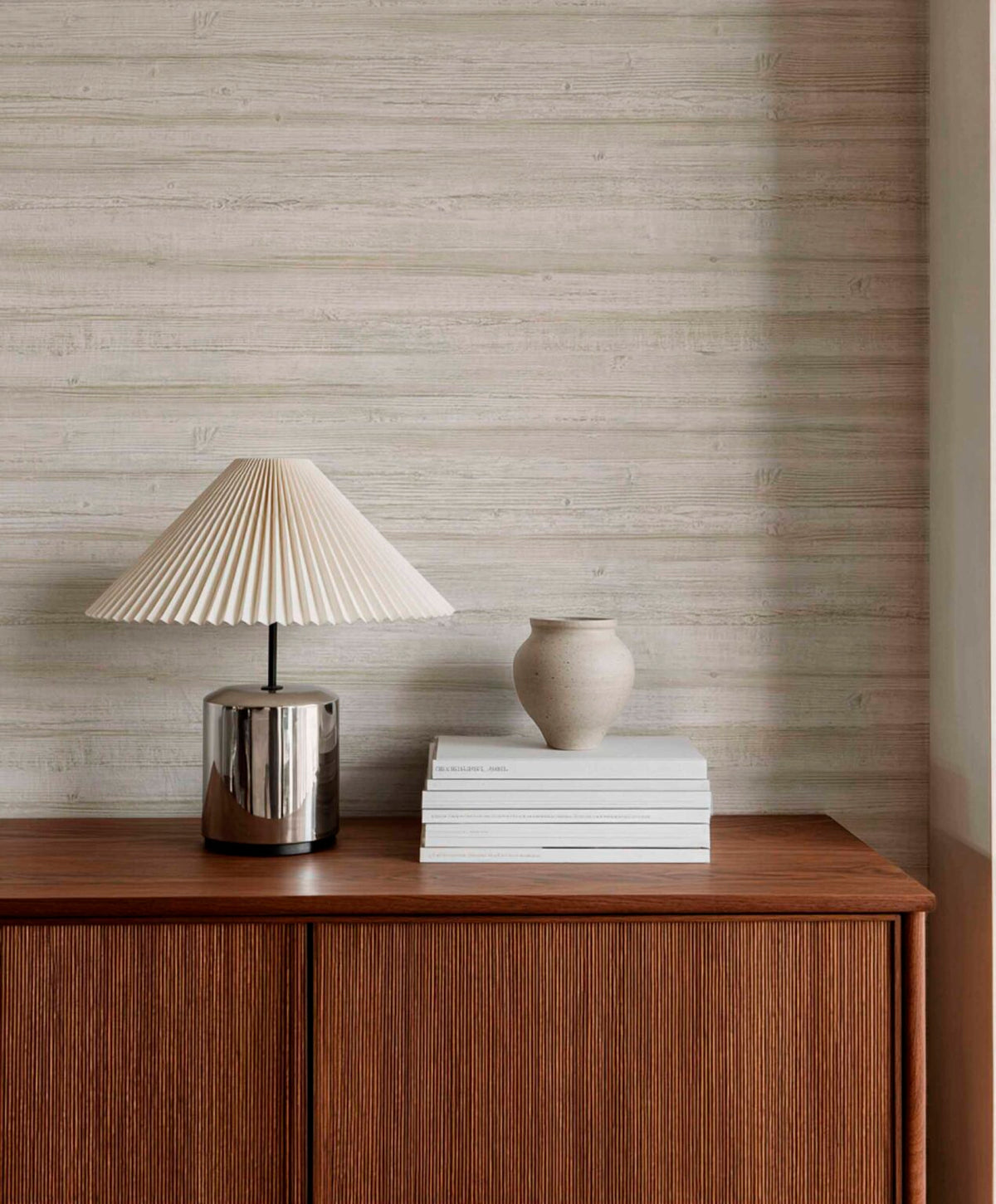 Truncus contract wallcovering by Coordonné in Beige/Nude 64960605, shown in a styled room