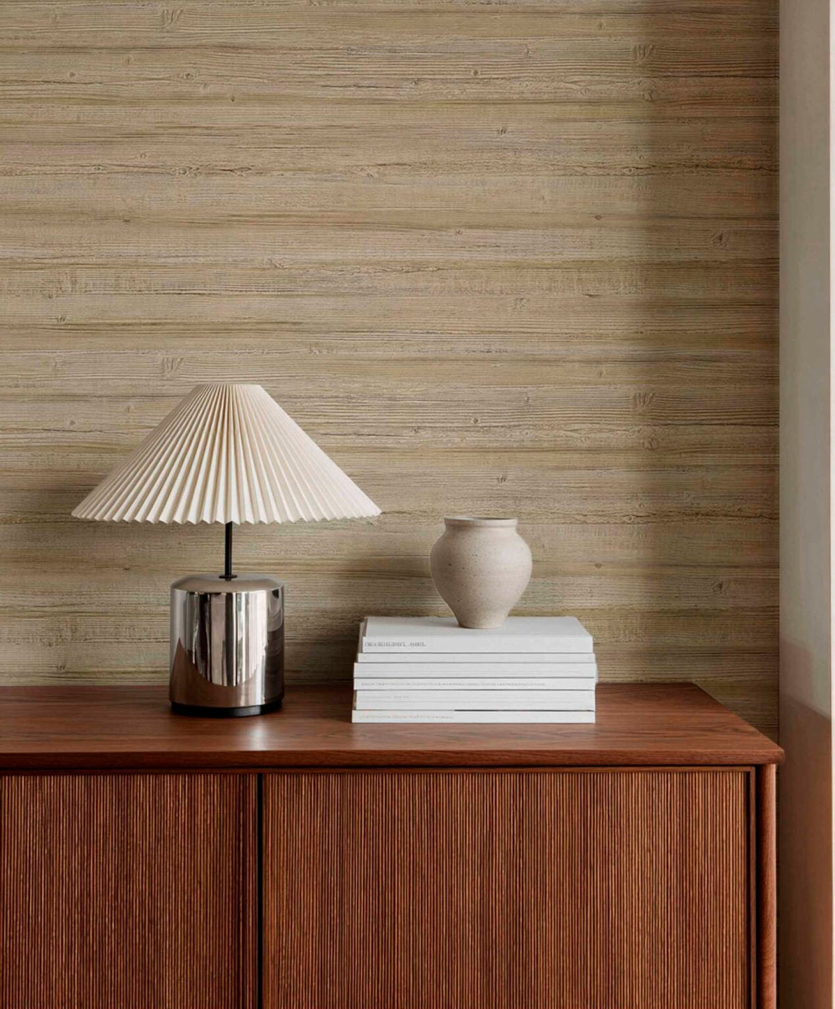 Truncus contract wallcovering by Coordonné in Beige/Nude 64960607, shown in a styled room