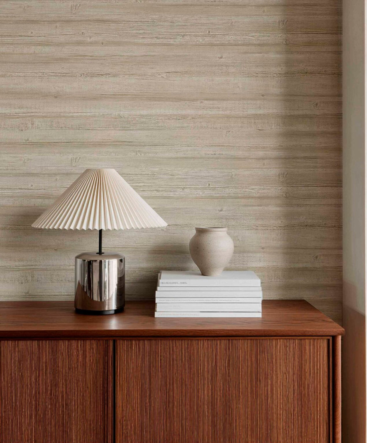 Truncus contract wallcovering by Coordonné in Beige/Nude 64960617, shown in a styled room