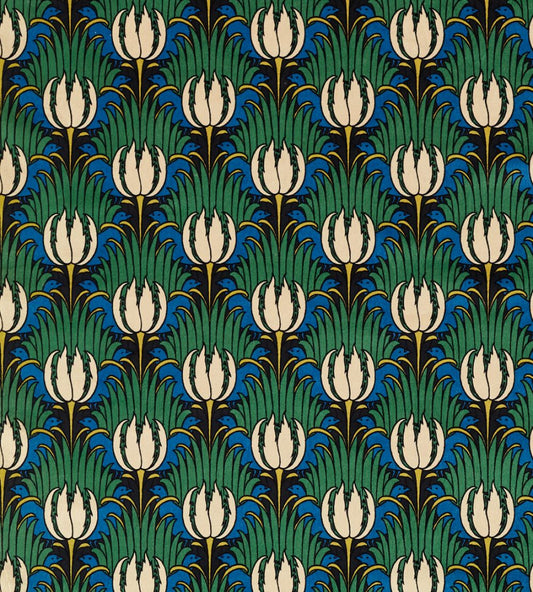 Tulip & Bird Fabric by Morris & Co Goblin Green & Raven