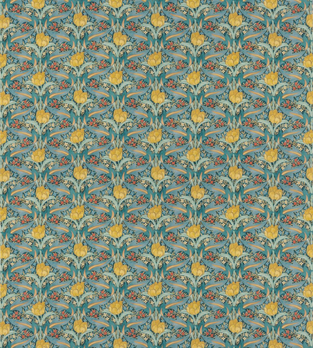 Tulip & Jasmine Cotton Fabric by GP & J Baker Teal