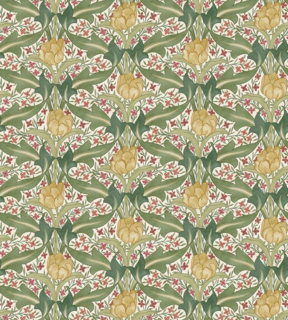 Tulip & Jasmine Wallpaper by GP & J Baker Red/Green