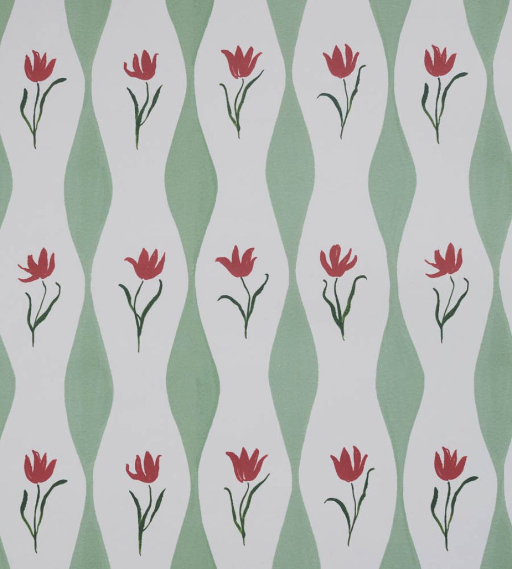 Tulip Wave Wallpaper by Sophie Harpley Pistachio