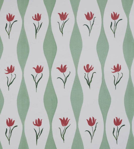 Tulip Wave Wallpaper by Sophie Harpley Pistachio