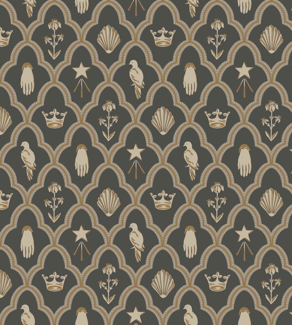 Turtledove Barn Wallpaper by Sandberg Charcoal