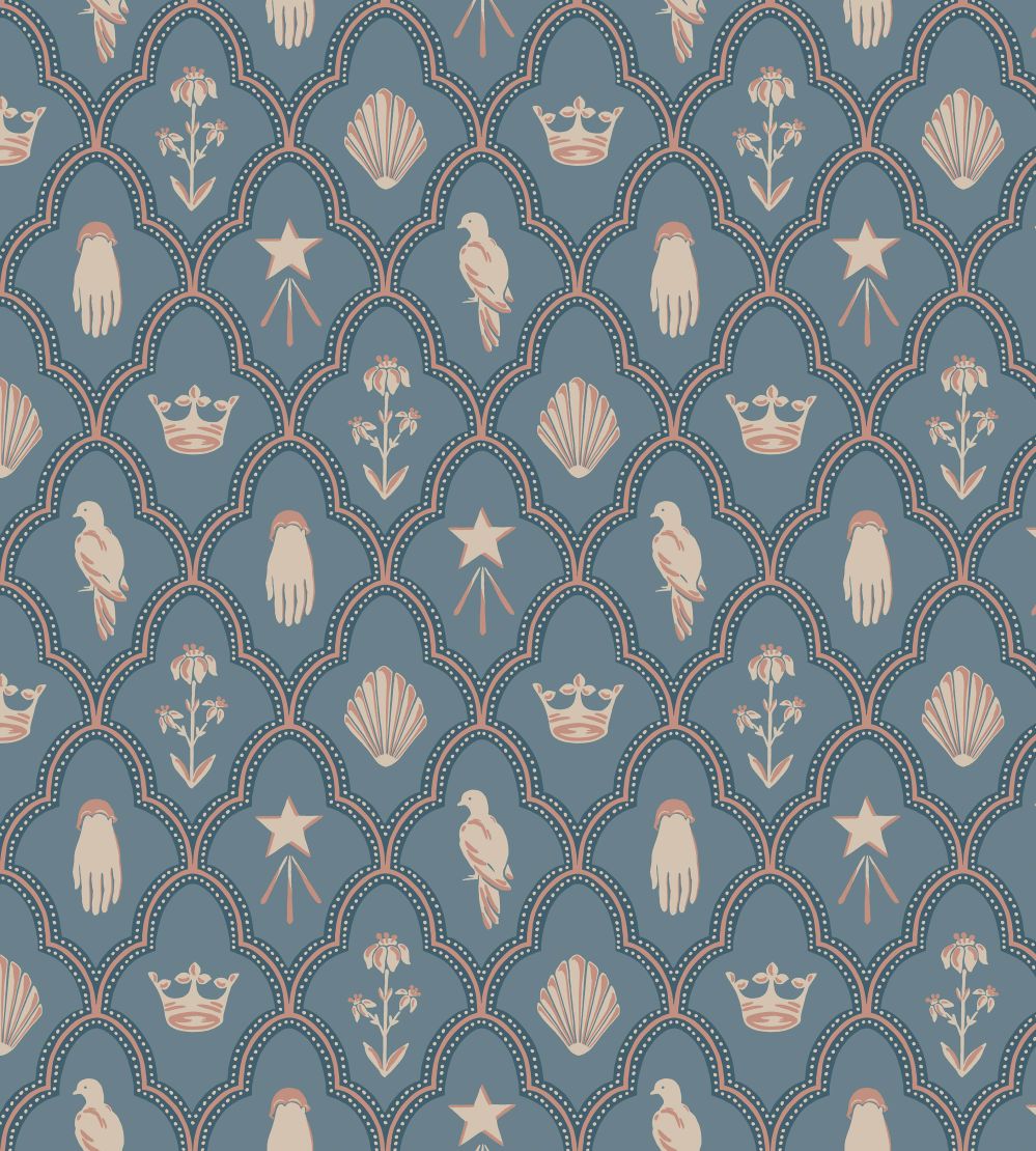 Turtledove Barn Wallpaper by Sandberg Indigo Blue
